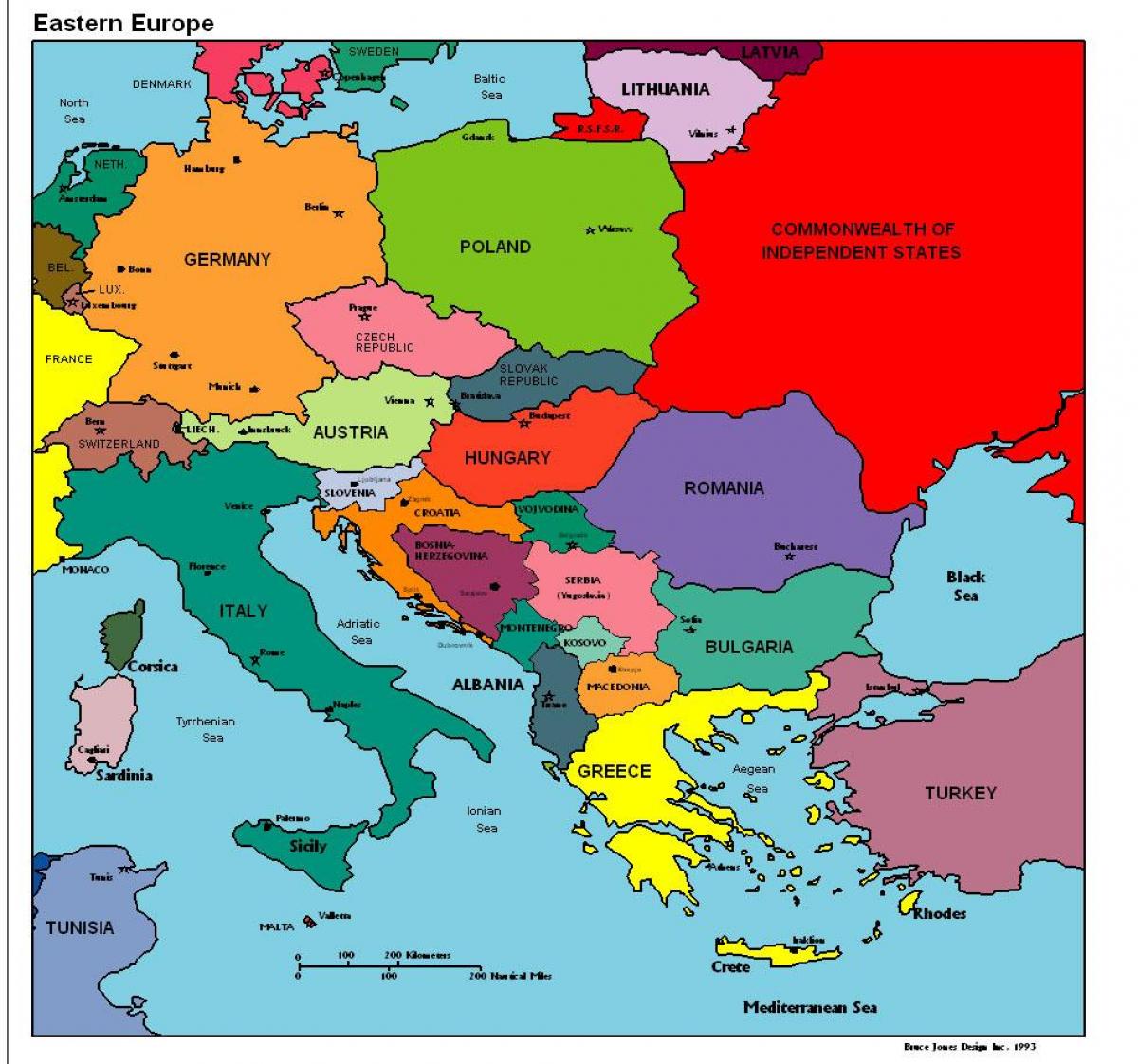 hartën e evropës, duke treguar Shqipëri