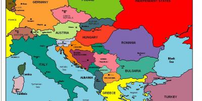Hartën e evropës, duke treguar Shqipëri
