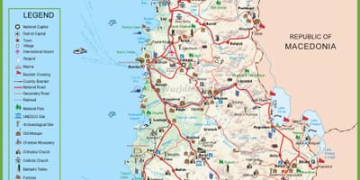 Harta e Shqipërisë turistike